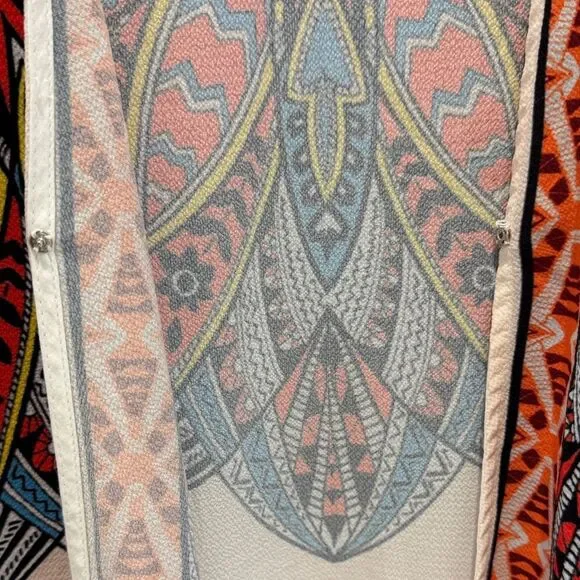 JEALOUS TOMATO boho print kimono wrap cardigan coverup blue red black ivory S - Picture 5 of 10